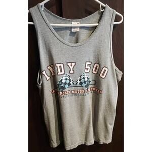 Vintage Y2K Indy 500 Tank Men's Medium Gray Shirt Graphic Indy Car Series Anvil